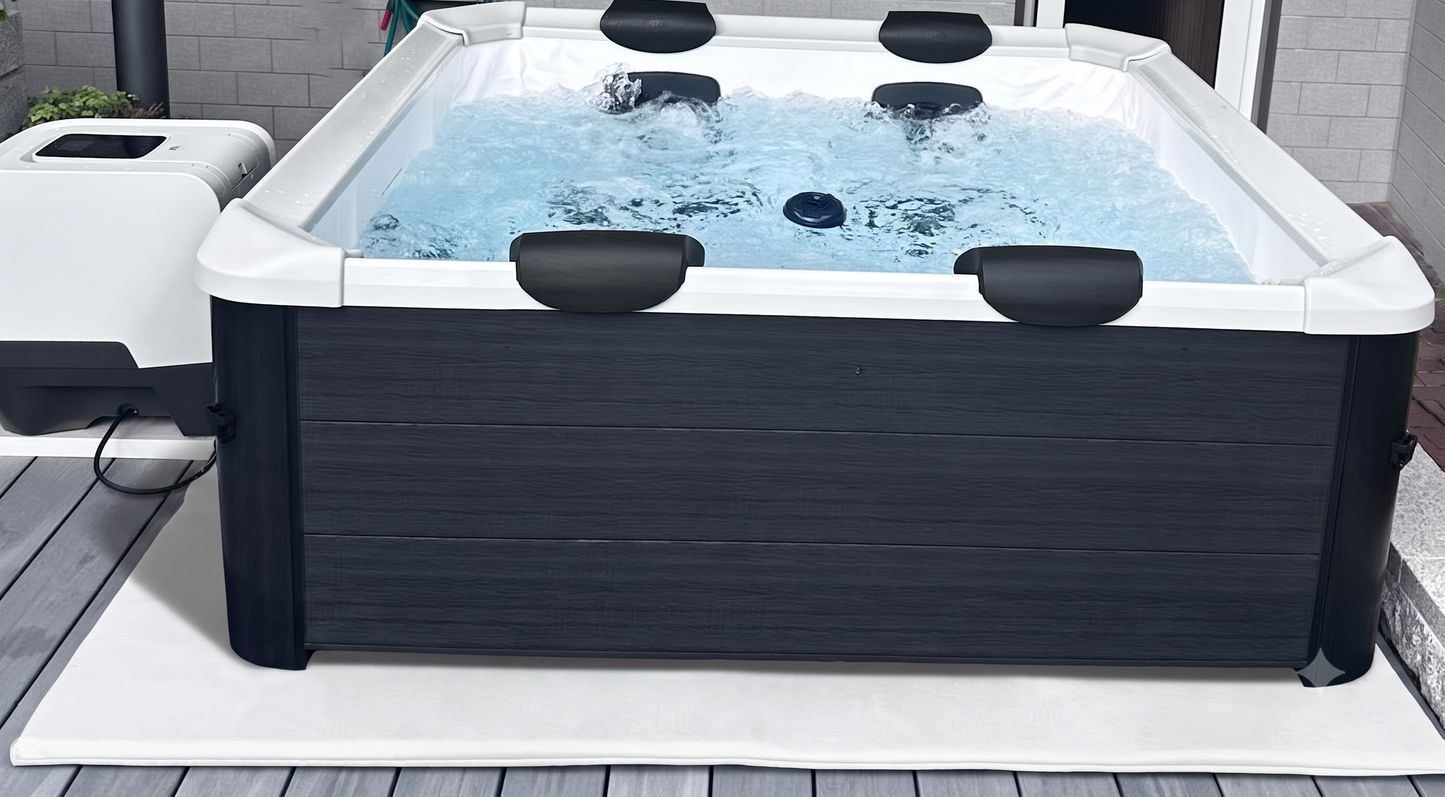 Energiesparende Whirlpool Unterlage Carbon Black 204cm x 204cm für feste Außenwände Shining White